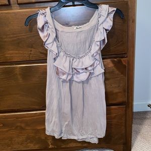 Anthropologie Light brown Bordeaux ruffle tank top